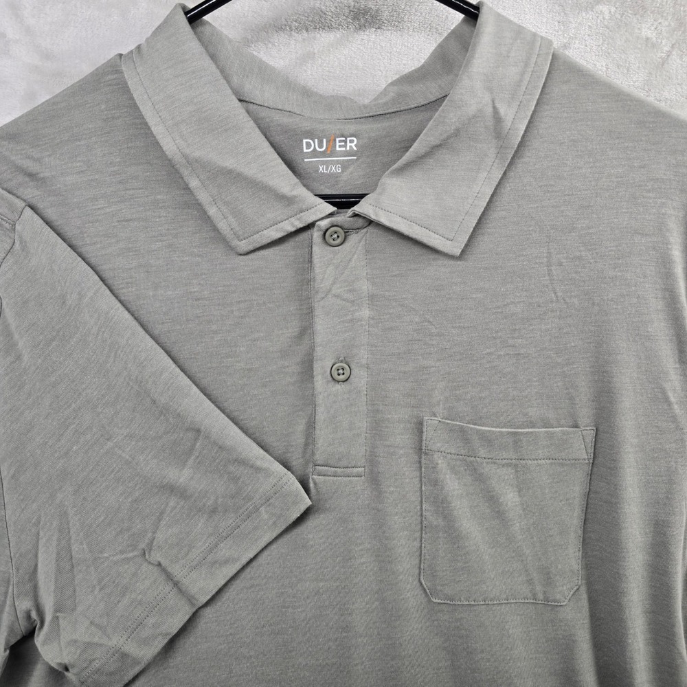 DUER Size XL Polo Shirt Gray Pima Cotton Tencel Lyocell‎ Short Sleeve Pocket
